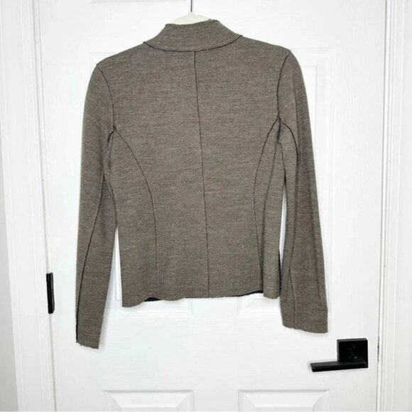 EILEEN FISHER Brown Merino Wool Exposed Seam Button Front Jacket Sz Petite Small - Picture 6 of 6